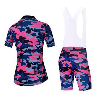  Wulibike 漂亮炫彩女式骑行服套装，轻便时尚短袖，带衬垫短裤，适合春夏秋季的舒适自行车服装