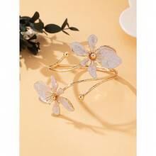 1Pc Elegant And Simple Flower Bracelet, Fresh And Sweet Design, Golden Enamel Glaze Craft Flower Opening Bracelet - Hồng - Xem 10