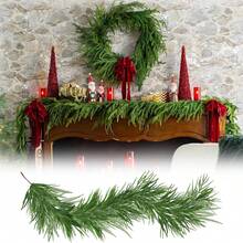6 pies de guirnalda de pino de Norfolk para Navidad, guirnalda de pinos densos y realistas, guirnalda de follaje artificial de pino y ciprés para decoración navideña del hogar, chimenea, mesa, jardín y exterior