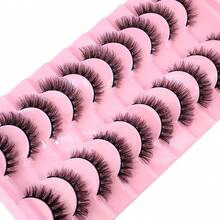 10pairs 5d Mink Fur False Eyelashes,Crossed & Voluminous Natural And Dramatic Lashes - màu đen - Xem 6