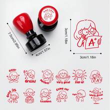 1 套英语和德语教师印章，彩色鼓励短语，用于评分、家庭作业、课堂管理，耐用 ABS 材料 - 非常适合学校和办公室使用