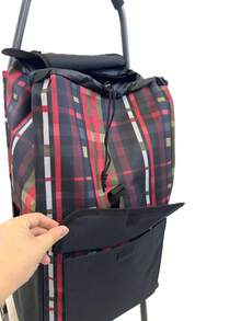 带隔热口袋的购物手推车，方便爬楼梯，防水，耐磨，高品质，带软轮，采用优质牛津布制成，有多种颜色可供选择，99 X 24 X 32厘米，高度99厘米，最大承重50公斤 - 紅色格子HK - 查看 5