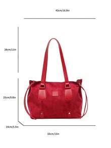 Lightweight, Business Leisure, 1 Piece Of PU Leather Suede Contrast Color Large-Capacity Casual Shoulder Bag, Commuter Tote Retro Versatile Women's Bag, Fashionable And Simple Cross-Body Underarm Bag, Suitable For Girls, College Students, Newcomers And White-Collar Workers, Very Suitable For Offices, Universities, Work, Business, Commuting, Outdoors, Travel, Outings