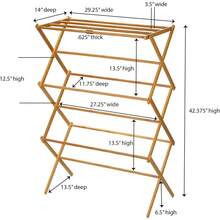 Household Essentials Clothes Drying Rack, Stabile Wood Frame With Slanted Feet, Smooth Vinyl Wrapped Rods, 23.8 Feet Of Hanging Space, Ready To Assemble, Flat Top, Natural - Natural Bamboo - View 4