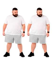 Tactel Plus Size Men's 2-Piece Bermuda Shorts - Sports Casual - 2 Light Gray - View 1