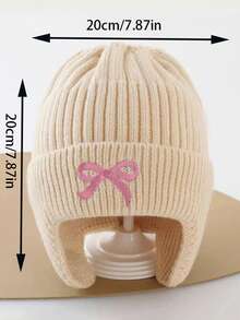 1pc Kids Beanie Hat, Autumn/Winter Thick Knitted Ear Warmer Hat For Girls, Butterfly Decor Warm Headwear, Suitable For Outdoor, Fits 3-8 Years Old - Multicolor - View 8