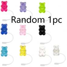 Silicone Bear Straw Caps, Acrylic Crystal Clear Silicone Bear Straw Caps, Straw Sleeves, Silicone Straw Clips - Multicolor - View 9