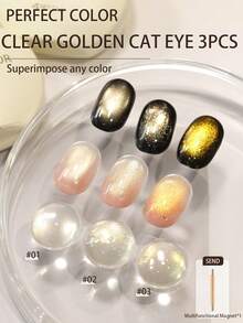 PERFECT COLOR 12ml Esmalte de uñas en gel con efecto ojo de gato magnético, gel con efecto ojo de gato dorado, esmalte de uñas en gel con brillo holográfico, manicura en gel de calidad de salón, cuidado de uñas DIY en casa - Multicolor - Ver 13