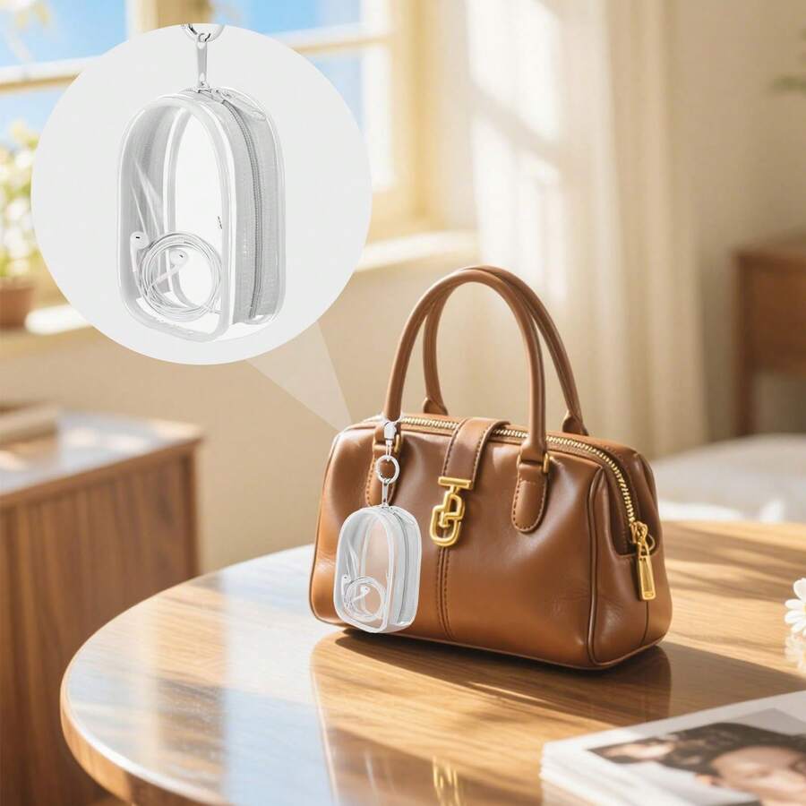 Charging Cable Organizer, Waterproof Transparent Cable Bag, Mobile Phone Charger Storage - Portable Headphone Bagkeychains Travel Essentials Keychain - White - View 1