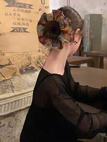 1 pieza Scrunchie con estampado de teñido anudado al estilo de la pintura al óleo del Jardín de Monet, accesorio de pelo elástico con estampado floral fresco para mujer, accesorio de pelo creativo y de moda para uso diario y trayectos, accesorios para el cabello, sujetadores de coleta, ligas para el cabello, scrunchies, cuerda para el cabello, regalo de accesorios de belleza para el hogar de mujer - Multicolor - Ver 9