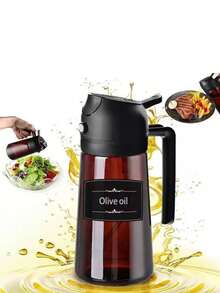 1 件套厨房二合一防光玻璃橄榄油瓶和烹饪喷雾器，16 盎司高端深绿色玻璃油瓶，带 1 张贴纸，是烧烤、露营和沙拉的完美喷雾烹饪工具。