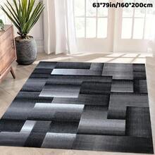 1pc Luxurious Crystal Velvet Area Rug - 800gsm, Backing, Machine Washable - Perfect For Christmas Decor, Nordic Geometric Design In Black & Gray - Ideal For Living Room, Bedroom, Kitchen, And More