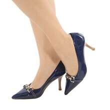 Women's Pointed Toe Pumps Black Patent Leather High Heel Stiletto Buckle Elegant Evangelical Fashion Social Party Work - 藏蓝色 - 查看 2