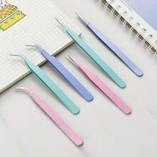 2pcs Pack Macaron Color Craft Tweezers, Stainless Steel Precision Tools, Suitable For Scrapbooking, Manicure, Stickers And DIY, Non-Electric, Unscented, Mixed Colors - 2 chiếc được gửi với màu sắc ngẫu nhiên - Xem 2