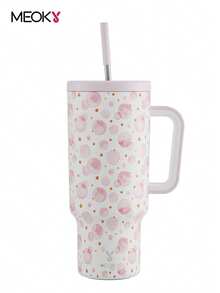 Bình giữ nhiệt Meoky 40oz có tay cầm và ống hút, bình nước cách nhiệt chân không có nắp ống hút, cốc du lịch bằng thép không gỉ, chống rò rỉ 100%, giữ lạnh đến 34 giờ hoặc giữ nóng đến 10 giờ. - Hồng - Xem 1