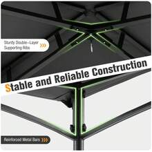 8' X 5' Grill Gazebo Outdoor Double-Tiered Grill Canopy W/ 2 Shelves & 6 Hooks - Grey and Black - View 9