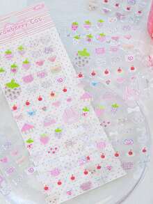 1pc/2pcs Random Korean Vintage Button Mini Strawberry Apple Epoxy Sticker Set, Cute Decorative Stickers For Scrapbooking/Planner