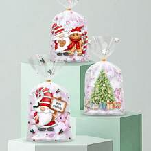 50个圣诞节主题礼品袋，抽绳包装袋，万圣节糖果饼干包装，圣诞老人图案纪念品礼品袋包装袋 - 彩色 - 查看 2