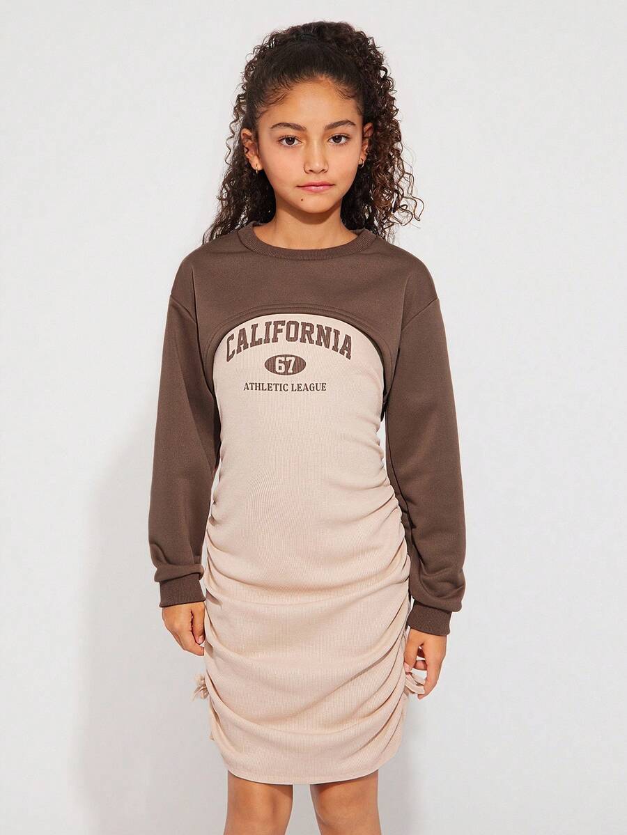 Radiana Tween Girl Letter Graphic Cami Dress & Super Crop Pullover - Multicolor - View 1