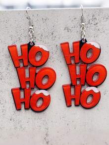 2pcs Cartoon Creative Letter Shaped Earrings, Asymmetric Acrylic HOHO Letter Earrings, Suitable For Daily Wear, Street Style, Holiday Parties, Gift For Friends, Christmas, Halloween (No Card Included)