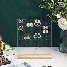 QY Pin Display Organizer Acrylic Pin Collection Holder 132 Holes Enamel Pins Display Frame Stand With Wooden Base Pin Gift Multipurpose Earring Display Holder Board 2601 - Clear - View 7