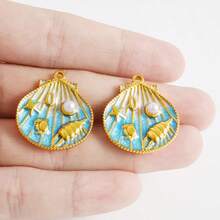 1pc/2pcs Luxury Delicate 304 Stainless Steel Electroplated Pendant Charms, Suitable For DIY Jewelry, Jewelry Making, Crafts - Ocean Life, Cherry, Flower Designs - Color - View 40