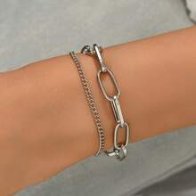 1pc European & American Style Thick Layered Cross Charm Women Gift Bracelet - Silver - View 8