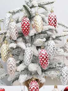 5pcs /Set Plastic Pine Cone Balls, Colorful Hanging Pendants, Festive Christmas Ornament, Small Tree Decorations, Christmas Party Decor Supplies, Holiday Supplies, Christmas Decor, Christmas Supplies Home Decor Christmas Decorations Room Decor Winter