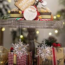 6 件透明雪花挂饰，亚克力雪花圣诞树挂饰，冰柱吊坠，圣诞树雪花装饰 - 無色 - 查看 5