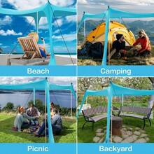 Toldo de Playa, 300 * 300 * 200cm Tienda Familiar Portátil 4 Postes de Aluminio, Tienda de Campaña con 4 Mástiles de Aluminio UPF50+ Diseño Resistente al Viento Refugio Camping Pesca Picnics - 1 - Ver 8