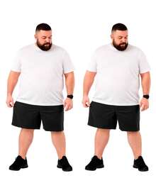 Tactel Plus Size Men's 2-Piece Bermuda Shorts - Sports Casual - 2 黑色 - 查看 2