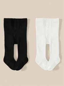 1/2 piezas Medias de unicolor para niñas/bebés/infantes, Mallas clásicas y versátiles, suaves y cómodas, aptas para uso diario o como regalo de vacaciones, color y estilo aleatorios