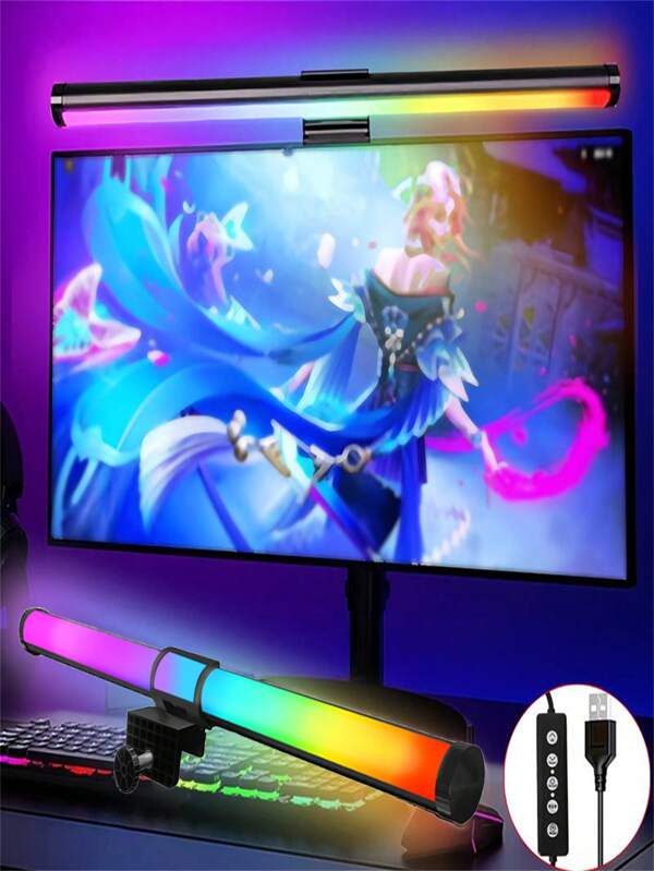 1 Stück 30cm/40cm Monitor Lichtleiste mit RGB/Dreifarbiger Hintergrundbeleuchtung, USB LED Bildschirmbeleuchtung, Computer Displaybeleuchtung, LED Tastatursteuerung Spielbildschirmbeleuchtung, kein Bildschirmflimmern, Augenschutz für Büro Zuhause, USB Lichtleiste