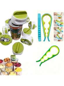 Easy Twist Can Opener With Smooth Edge Cutting, Portable Manual Lid Remover For Home Kitchen, Anti-Slip Grip, For Elderly And Kids, No Mess No Risk - 1 cái màu xanh lá cây - Xem 5