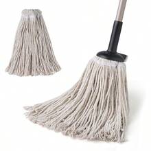 Eyliden String Mop With 2 Reusable Mop Heads NonTouch Replacement Adjustable Cotton Mops For Floor Cleaning NoScratch Absorbent Classic Mop For Tile Concrete Wood Floor Kitchen Bathroom - White - View 1