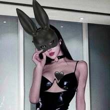 1 Peça Máscara de Barra de Desempenho, Palco de Boate, Cosplay de Orelha de Coelho Meia Face, Jogo de Papel, Decoração de Festa de Máscaras de Carnaval de Halloween