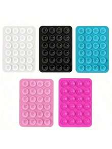 1个硅胶手机支架，带24个迷你吸盘，适用于所有手机：自拍和视频拍摄的粘性手机支架，可安装在淋浴间或墙壁上，是送给朋友和圣诞节的理想礼物，兼容、安卓手机，也是生日、送给家人和朋友的礼物。手机支架，手机配件，粘性手机支架 - 彩色 - 查看 4