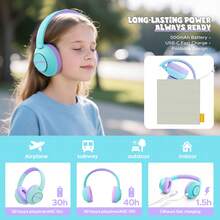 Nova1Pro Kids Wireless Active Noise Cancelling Headphones, Bluetooth 5.4, 40H Playtime, Volume Limited 75/85/94dB, Type-C Fast Charging, Mic, Foldable For School/Travel/Airplane, Green