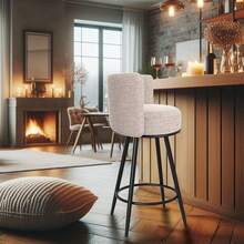 Bar Stools Set Of 2, 27" Tufted Modern Counter Height Bar Stools, Upholstered Barstools With Back & Footrest Metal Legs, Stools For Kitchen Island, Counter, Cafes, Dining Room (Beige) - Màu be - Xem 5