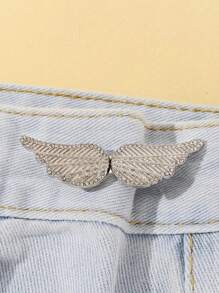 1 套闪亮翼形腰带扣，可调节金属合金夹适用于牛仔裤，可拆卸且无需钉子，高品质腰带，收紧扣，裤扣，领针，胸针专为女性设计，耐用时尚，可拆卸腰夹适用于牛仔裤、裙子、裤子和其他配饰，适合女学生或女士 - 銀色 - 查看 5