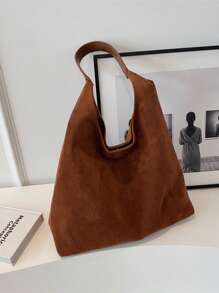 1 Set Women's Autumn/Winter Large Capacity Vintage Suede Underarm Tote Bag, High-End Commuter Shoulder Bag With Inner Lining, Newest Fashionable Suede Bag For Women