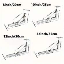 TAIMASI Heavy-Duty Folding Shelf Brackets - Space-Saving Wall-Mounted Design For Tables & Workbenches | Includes Mounting Screws - Seasonal Solution For: • Labor Day Workshop Upgrades • Thanksgiving Extra Serving Space • Christmas Gift For DIY Enthusiasts • New Year's Home Improvement Goals - 黑色 - 查看 4