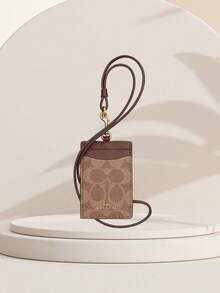Coach Vertical Leather ID Badge Card Holder With Clear ID Window Credit Badge Holder Work College ID Cards Holder With Two Credit Card Slots And Detachable Neck Lanyard Strap - Brown - View 10