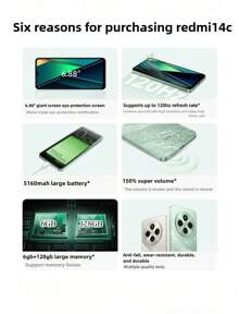 Xiaomi Redmi 14C Smartphone, Xiaomi Redmi 14C 4G LTE, Helio G81-Ultra Octa-Core Processor, 6GB+128GB Memory, 6.88" Large Display, 13MP Triple Camera, 120Hz High Refresh Rate, 5160mAh High Capacity Battery, Long Lasting, Chinese Version Dual SIM, Supports English And Chinese