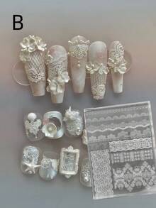 蕾丝硅胶美甲模具，法式蕾丝高透明度美甲模具