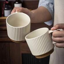 1pc Ivory Ceramic Mugs, Simple And Elegant Coffee Cups, Suitable For Offices, Dormitories, Kitchens, Dining Rooms, Bedrooms, Studies, Christmas And Halloween Gifts - Multicolor - View 2