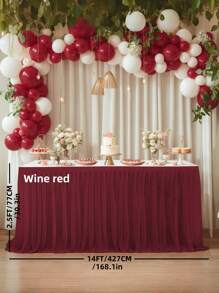 4pcs/1pc Pleated Solid Color Tableskirt, Suitable For Rectangular, Square, Round Tables, Ruffled Tablecloth, Wrinkle-Resistant And Easy To Clean, Applicable For Birthday Cake Table Decor, Banquet And Wedding Party, Bridal Shower, Various Party Celebrations