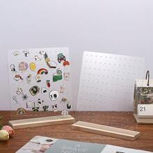 QY Pin Display Organizer Acrylic Pin Collection Holder 132 Holes Enamel Pins Display Frame Stand With Wooden Base Pin Gift Multipurpose Earring Display Holder Board 2601 - Clear - View 4