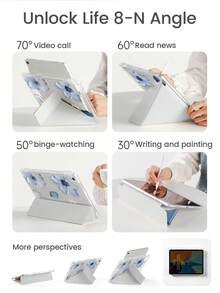 This Beautiful And Cute Cartoon Oil Painting Blue Letter Flower Double-Sided Painted Acrylic Transparent Crystal Back Cover Is Shockproof And Suitable For IPad 7th Generation, 8th Generation (10.2 Inches), And 10th Generation. It Has A Built-In Pen Slot And Supports Sleep And Wake-Up Functions/Multiple Folding Stand Methods. These Are All Wonderful Halloween And New Year Gifts