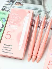 5 支装 0.5 毫米 ST 中性笔，渐变笔尖，多色，可伸缩笔，快干 0.5 黑色笔，适合学生考试、办公室工作和商务签名，返回学校